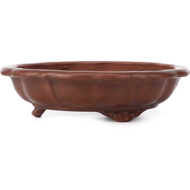 Hexagonal lotus shape unglazed bonsai pot by Bigei - 113 x 113 x 33 mm