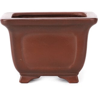 Bigei - Hirata Atsumi 95 mm square unglazed bonsai pot by Bigei, Tokoname, Japan