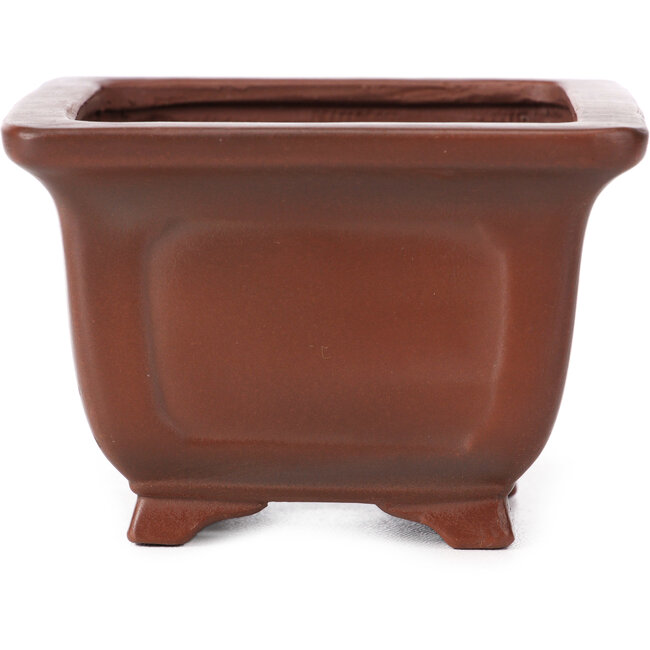 Square unglazed bonsai pot by Bigei - 95 x 95 x 65 mm