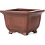 Square unglazed bonsai pot by Bigei - 95 x 95 x 65 mm