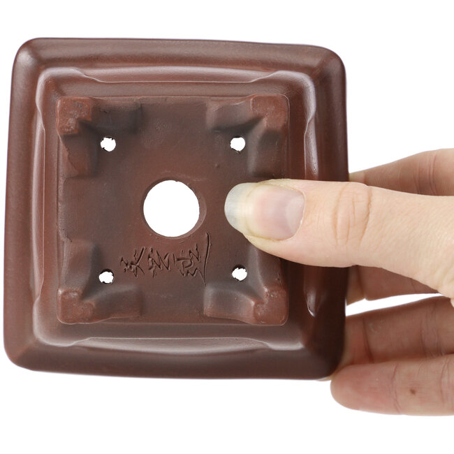 Maceta de bonsái cuadrada sin esmaltar de Bigei - 95 x 95 x 65 mm
