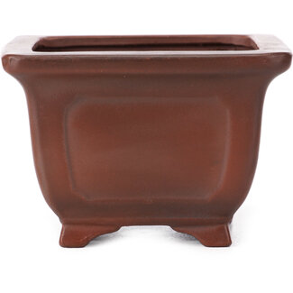 Bigei - Hirata Atsumi 95 mm square unglazed bonsai pot by Bigei, Tokoname, Japan