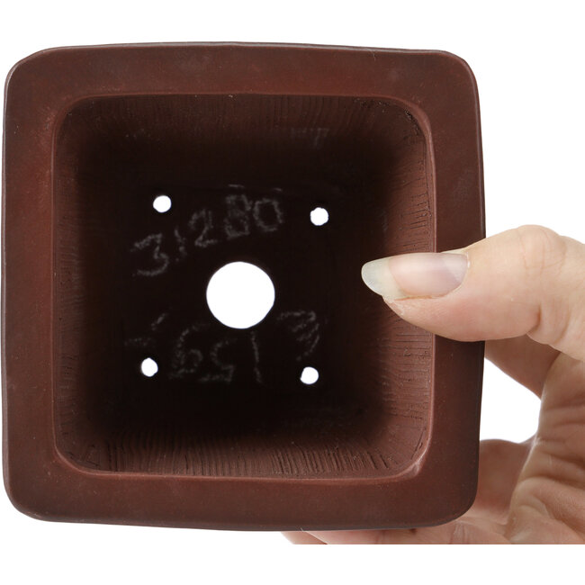 Vaso bonsai quadrato non smaltato di Bigei - 95 x 95 x 65 mm