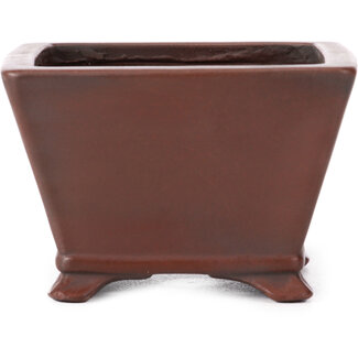 Bigei - Hirata Atsumi 100 mm square unglazed bonsai pot by Bigei, Tokoname, Japan