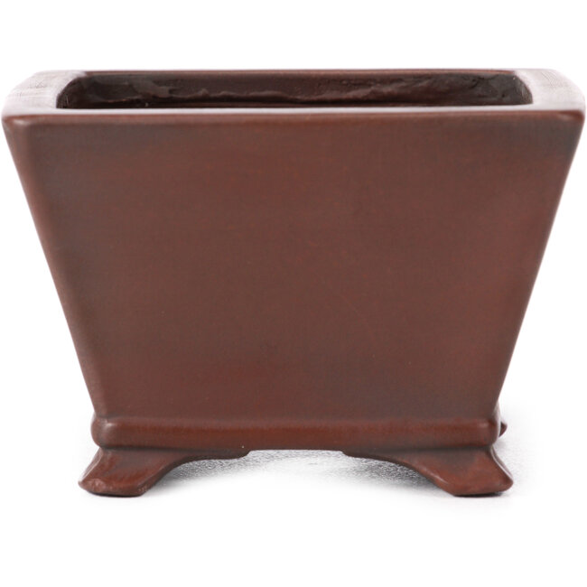 Square unglazed bonsai pot by Bigei - 100 x 100 x 60 mm