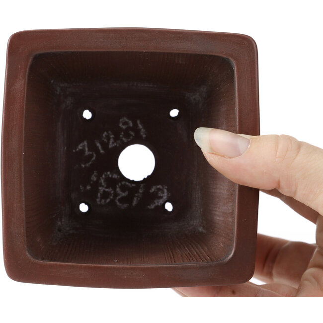 Pot à bonsaï carré non émaillé par Bigei - 100 x 100 x 60 mm
