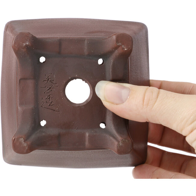 Maceta de bonsái cuadrada sin esmaltar de Bigei - 100 x 100 x 60 mm