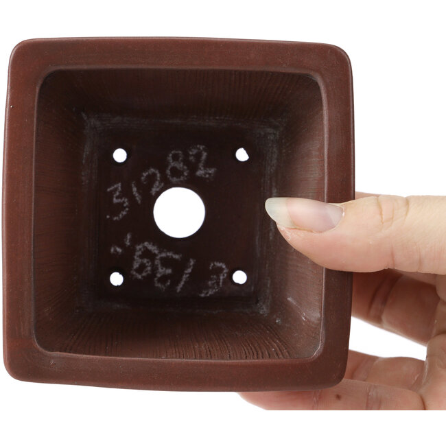 Maceta de bonsái cuadrada sin esmaltar de Bigei - 100 x 100 x 60 mm