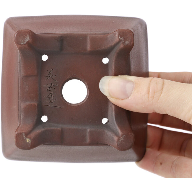 Maceta de bonsái cuadrada sin esmaltar de Bigei - 100 x 100 x 60 mm