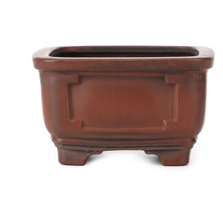 Bigei - Hirata Atsumi 105 mm square unglazed bonsai pot by Bigei, Tokoname, Japan