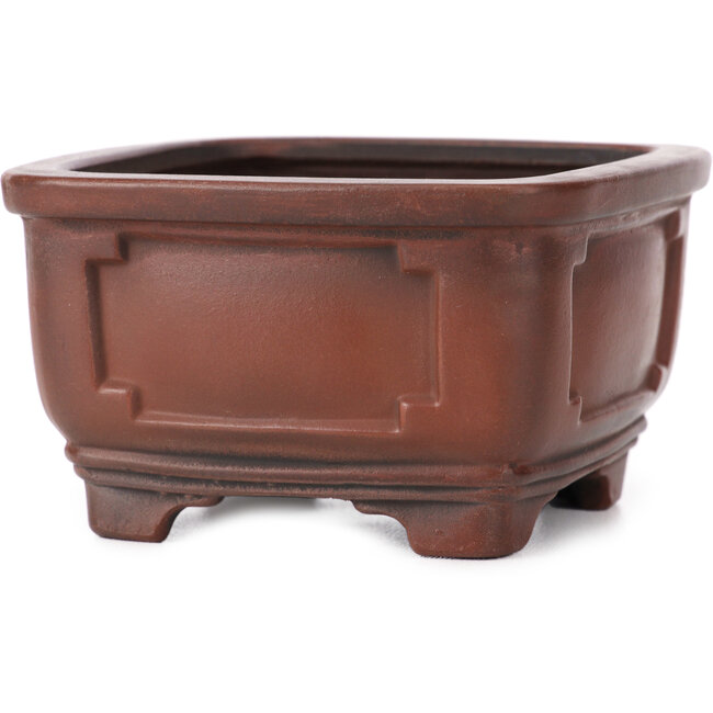 Square unglazed bonsai pot by Bigei - 105 x 105 x 60 mm