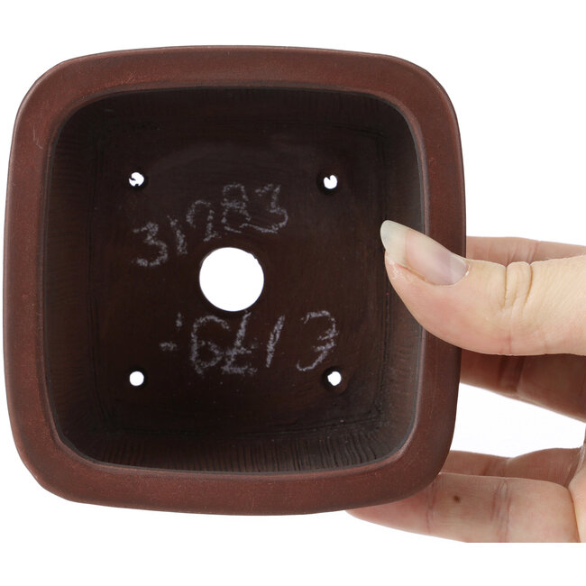 Pot à bonsaï carré non émaillé par Bigei - 105 x 105 x 60 mm
