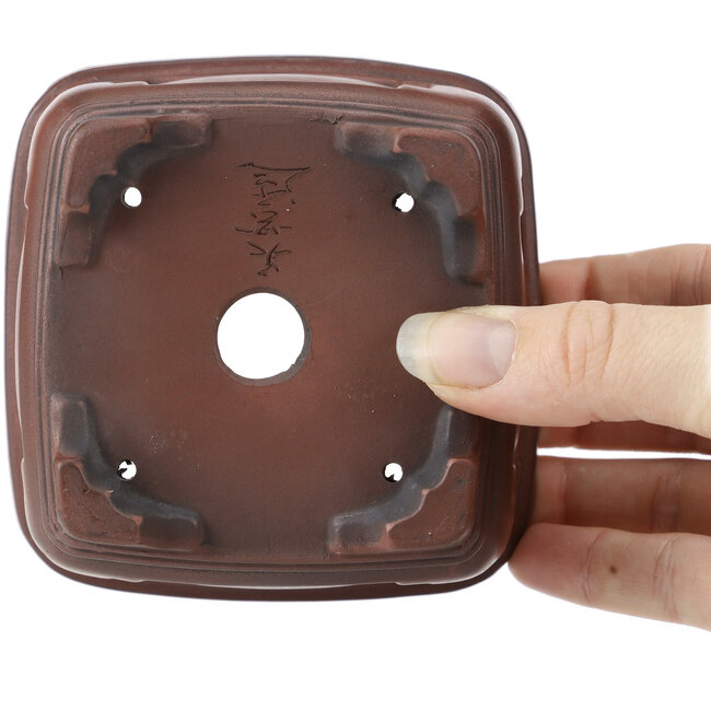 Maceta de bonsái cuadrada sin esmaltar de Bigei - 105 x 105 x 60 mm