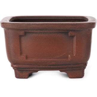 Bigei - Hirata Atsumi 105 mm square unglazed bonsai pot by Bigei, Tokoname, Japan