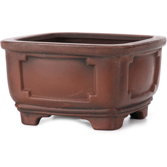 Maceta de bonsái cuadrada sin esmaltar de Bigei - 105 x 105 x 60 mm