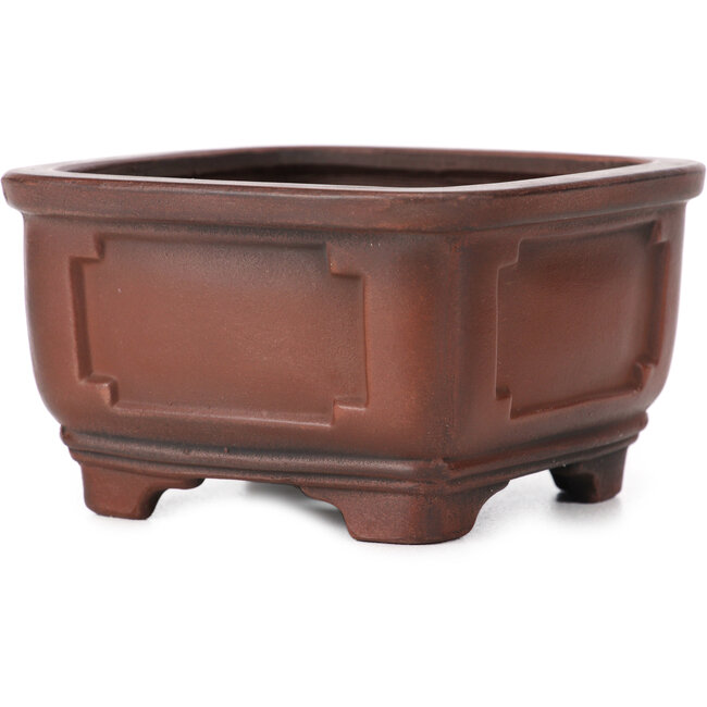 Pot à bonsaï carré non émaillé par Bigei - 105 x 105 x 60 mm