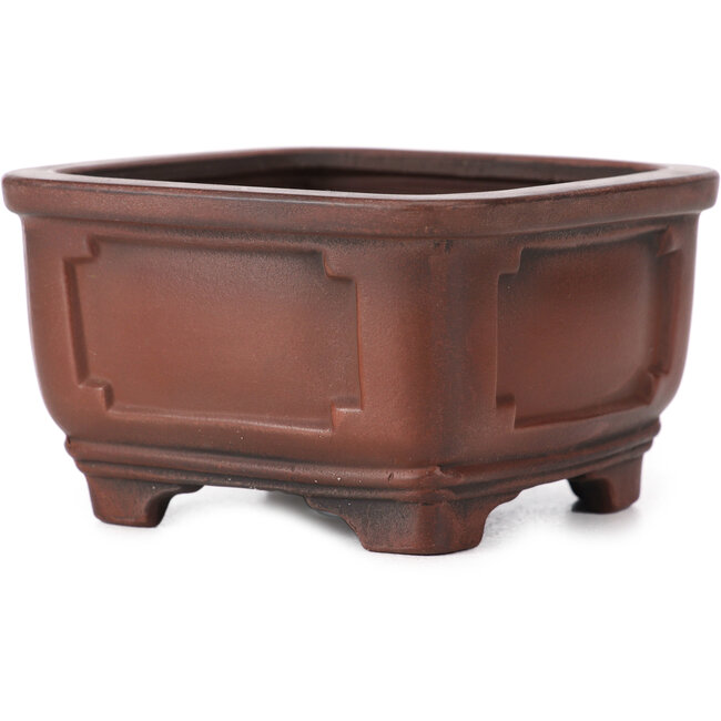 Square unglazed bonsai pot by Bigei - 105 x 105 x 60 mm
