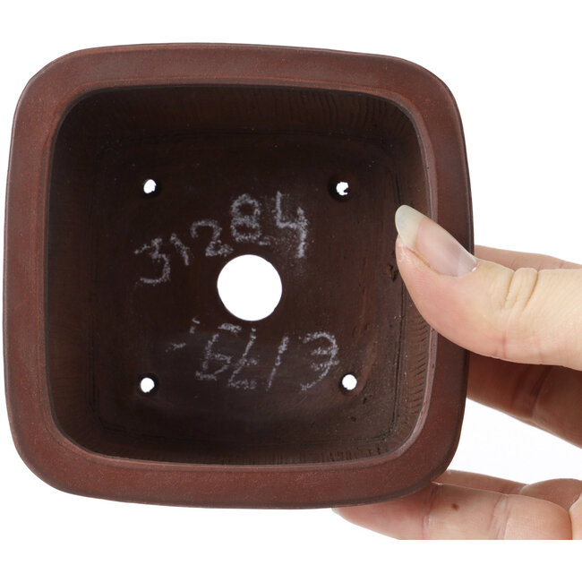 Pot à bonsaï carré non émaillé par Bigei - 105 x 105 x 60 mm