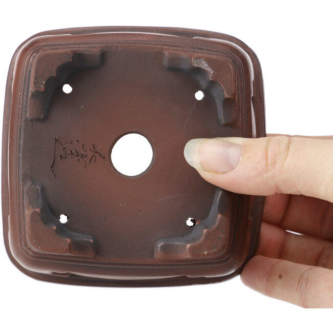 Pot à bonsaï carré non émaillé par Bigei - 105 x 105 x 60 mm
