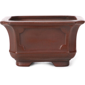 Bigei - Hirata Atsumi 105 mm square unglazed bonsai pot by Bigei, Tokoname, Japan