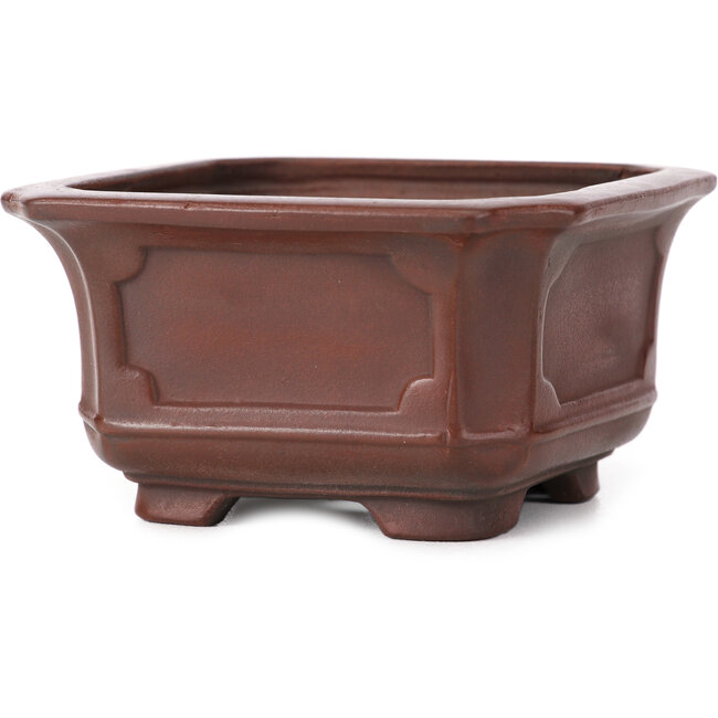 Square unglazed bonsai pot by Bigei - 105 x 105 x 60 mm