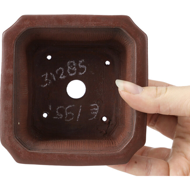 Vaso bonsai quadrato non smaltato di Bigei - 105 x 105 x 60 mm