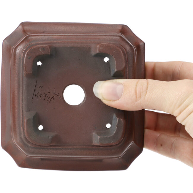 Vierkante ongeglazuurde bonsaipot van Bigei - 105 x 105 x 60 mm