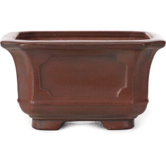 Bigei - Hirata Atsumi 105 mm square unglazed bonsai pot by Bigei, Tokoname, Japan