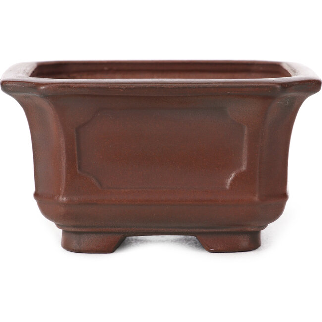 Square unglazed bonsai pot by Bigei - 105 x 105 x 60 mm