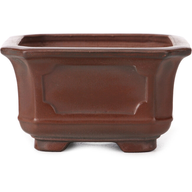 Quadratische unglasierte Bonsaischale von Bigei - 105 x 105 x 60 mm