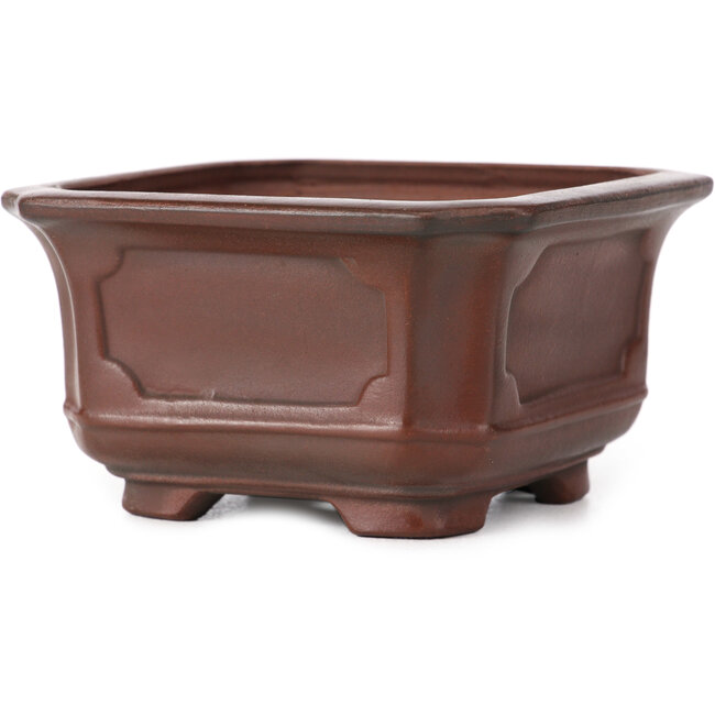 Square unglazed bonsai pot by Bigei - 105 x 105 x 60 mm