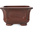 Quadratische unglasierte Bonsaischale von Bigei - 105 x 105 x 60 mm