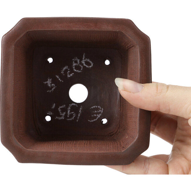 Square unglazed bonsai pot by Bigei - 105 x 105 x 60 mm
