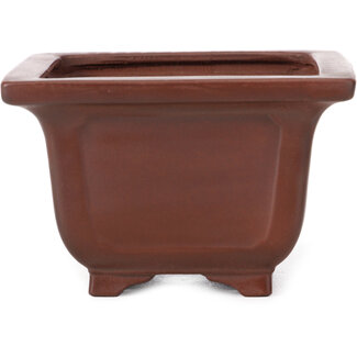 Bigei - Hirata Atsumi 130 mm square unglazed bonsai pot by Bigei, Tokoname, Japan