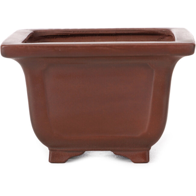 Square unglazed bonsai pot by Bigei - 130 x 130 x 80 mm