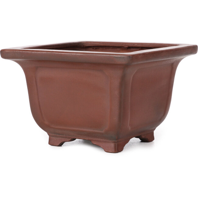 Square unglazed bonsai pot by Bigei - 130 x 130 x 80 mm