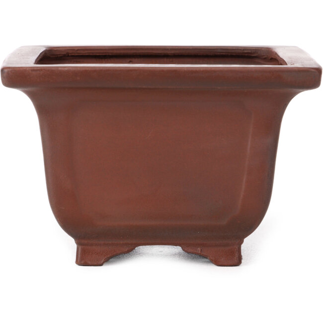 Square unglazed bonsai pot by Bigei - 130 x 130 x 80 mm
