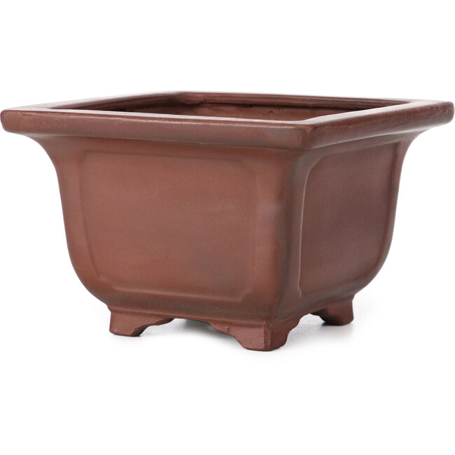 Quadratische unglasierte Bonsaischale von Bigei - 130 x 130 x 80 mm