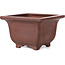 Square unglazed bonsai pot by Bigei - 130 x 130 x 80 mm