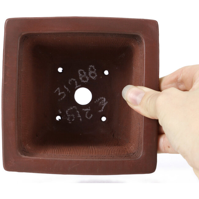 Pot à bonsaï carré non émaillé par Bigei - 130 x 130 x 80 mm