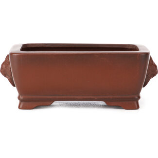 Bigei - Hirata Atsumi 100 mm rectangular unglazed bonsai pot by Bigei, Tokoname, Japan