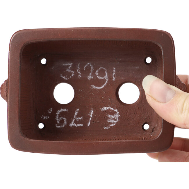 Rectangular unglazed bonsai pot by Bigei - 100 x 75 x 40 mm