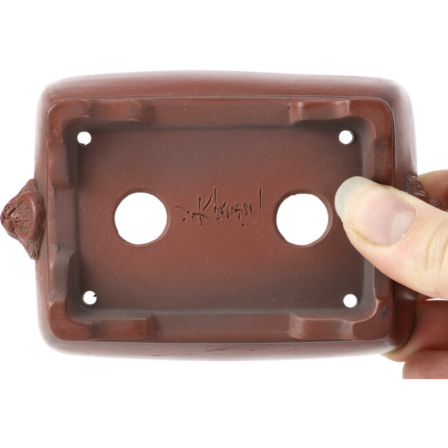 Maceta de bonsái rectangular sin esmaltar de Bigei - 100 x 75 x 40 mm