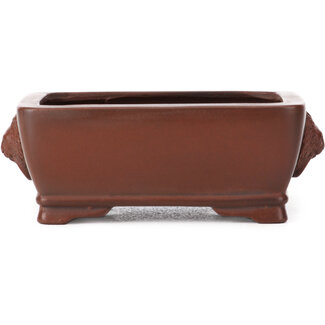 Bigei - Hirata Atsumi 100 mm rectangular unglazed bonsai pot by Bigei, Tokoname, Japan