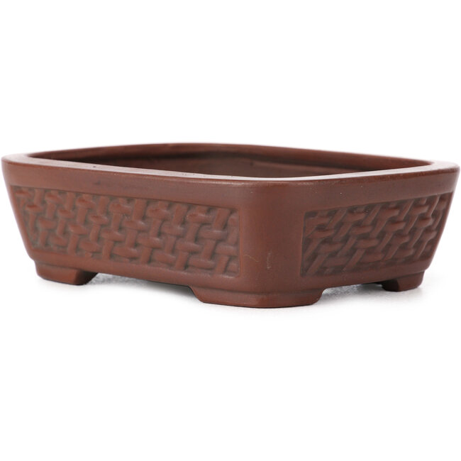 Maceta de bonsái rectangular sin esmaltar de Bigei - 125 x 100 x 35 mm