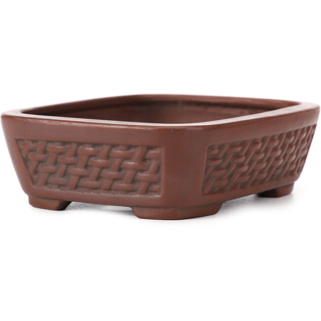 Maceta de bonsái rectangular sin esmaltar de Bigei - 125 x 100 x 35 mm