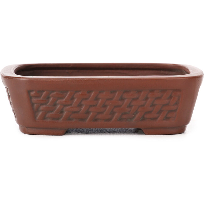 Maceta de bonsái rectangular sin esmaltar de Bigei - 125 x 100 x 35 mm