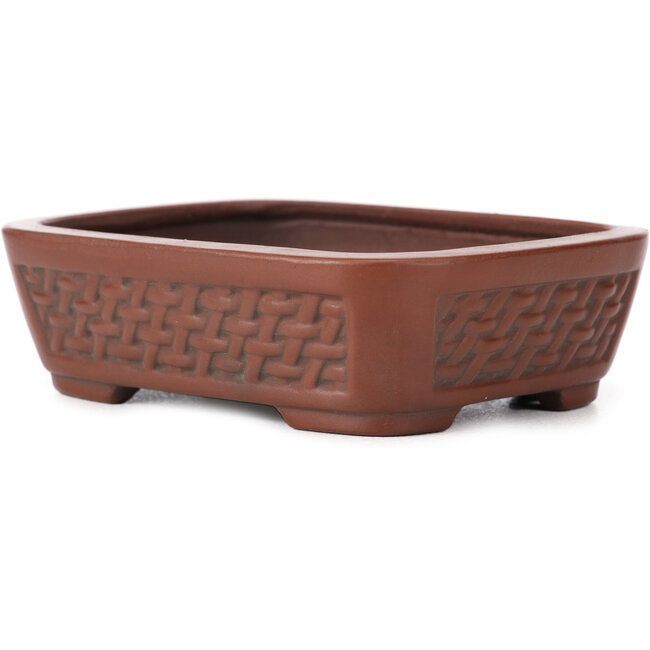 Pot à bonsaï rectangulaire non émaillé par Bigei - 125 x 100 x 35 mm