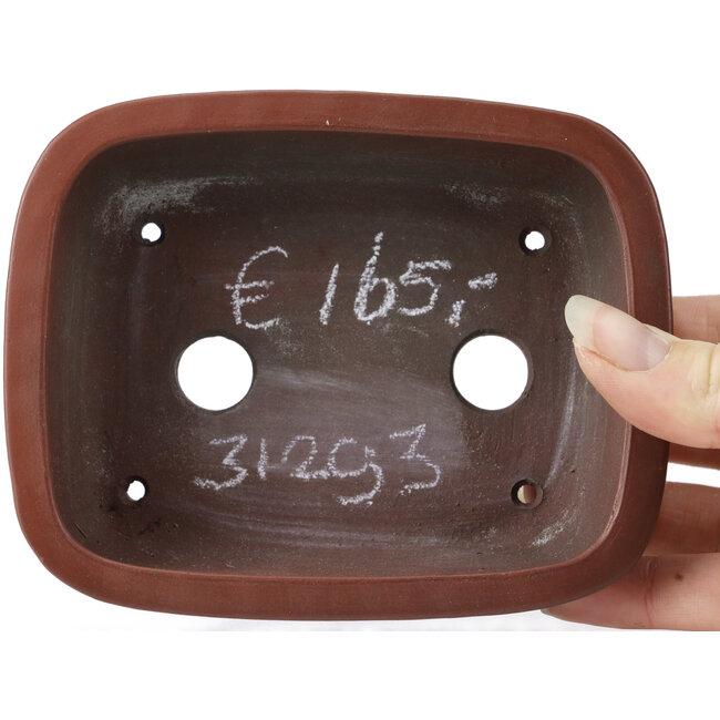 Rectangular unglazed bonsai pot by Bigei - 125 x 100 x 35 mm