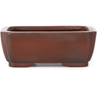 Bigei - Hirata Atsumi 100 mm rectangular unglazed bonsai pot by Bigei, Tokoname, Japan